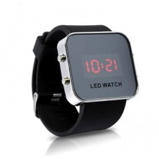Silikonové LED hodinky čtvercové černé